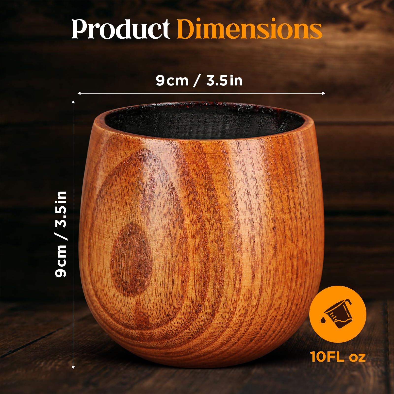 Home Bar Set - Double Walled Charred Wood Whiskey Glass