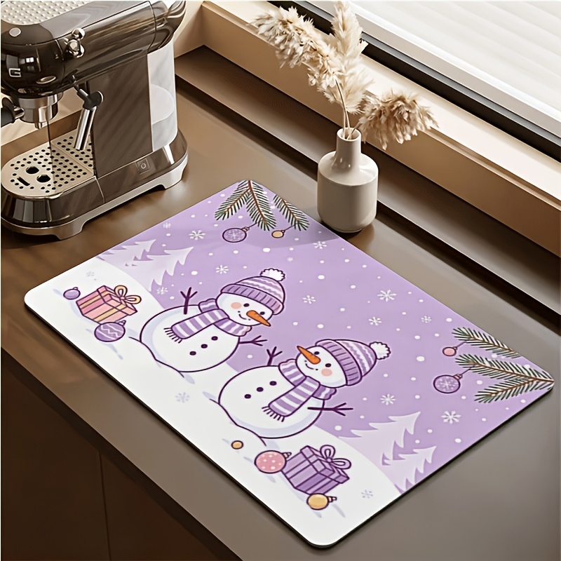 Pastel Purple Snow Couple Chri - Bar Mat Rubber 评论和价格