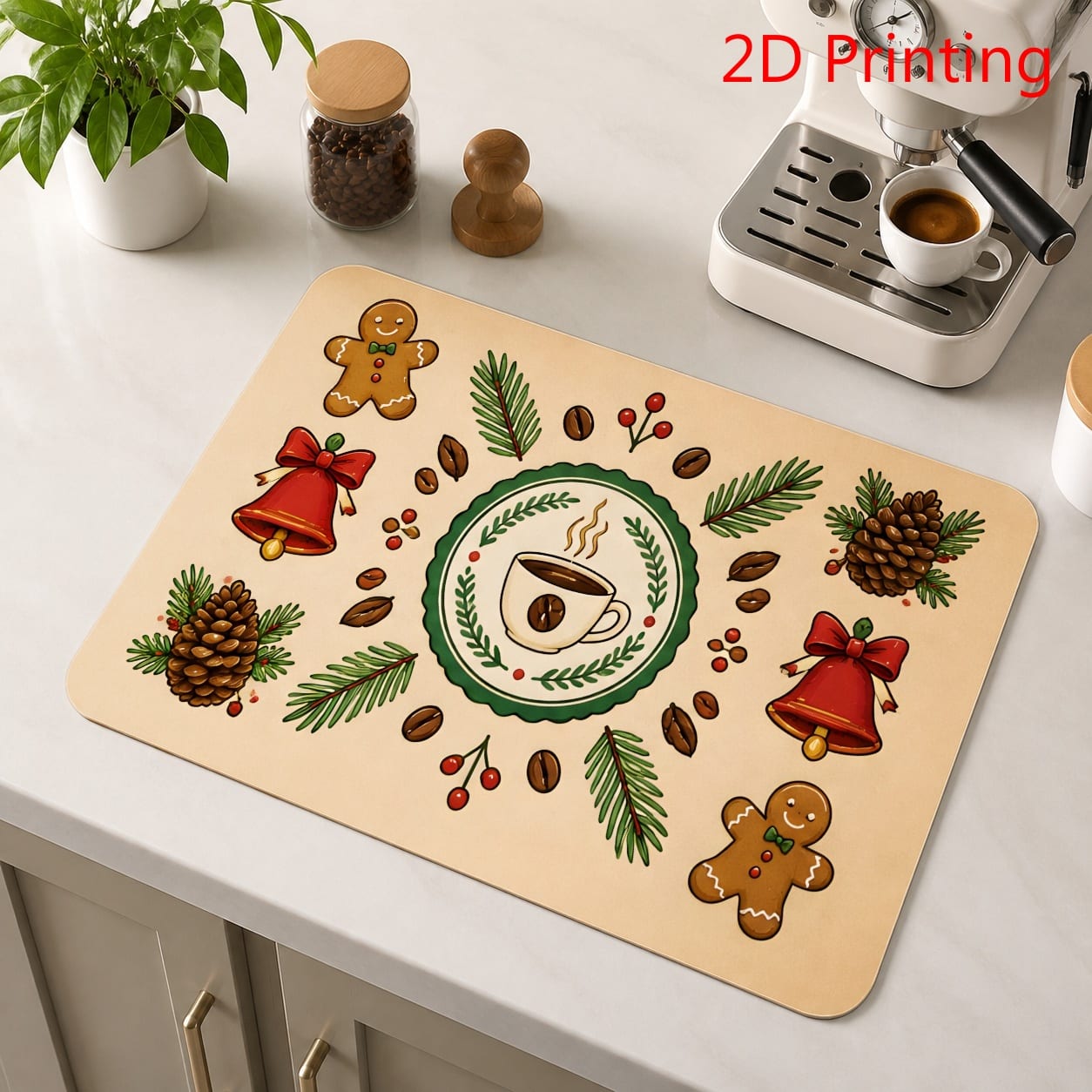 Cozy Christmas Coffee Bar Dish - Bar Mat Rubber 评论和价格