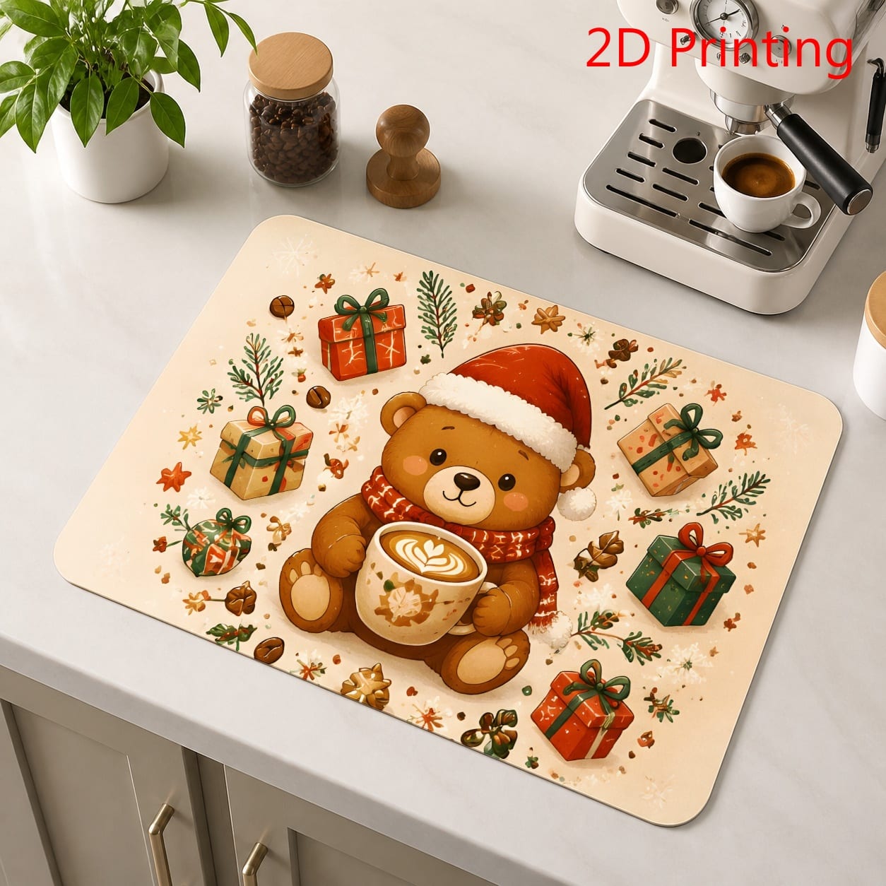Cozy Christmas Coffee Bar Dish - Bar Mat Rubber 评论和价格