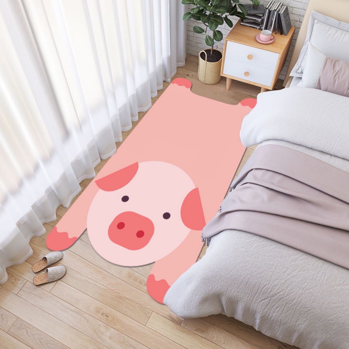 Cartoon Pig Decor Area Rug Uni - Home Bar Lounge 评论和价格