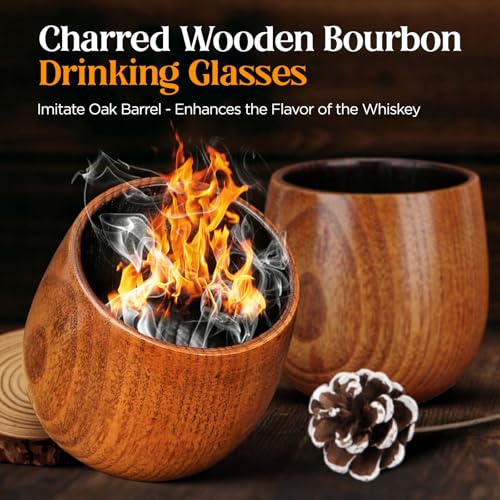 Double Walled Charred Wood Whi - Home Bar Set 评论和价格