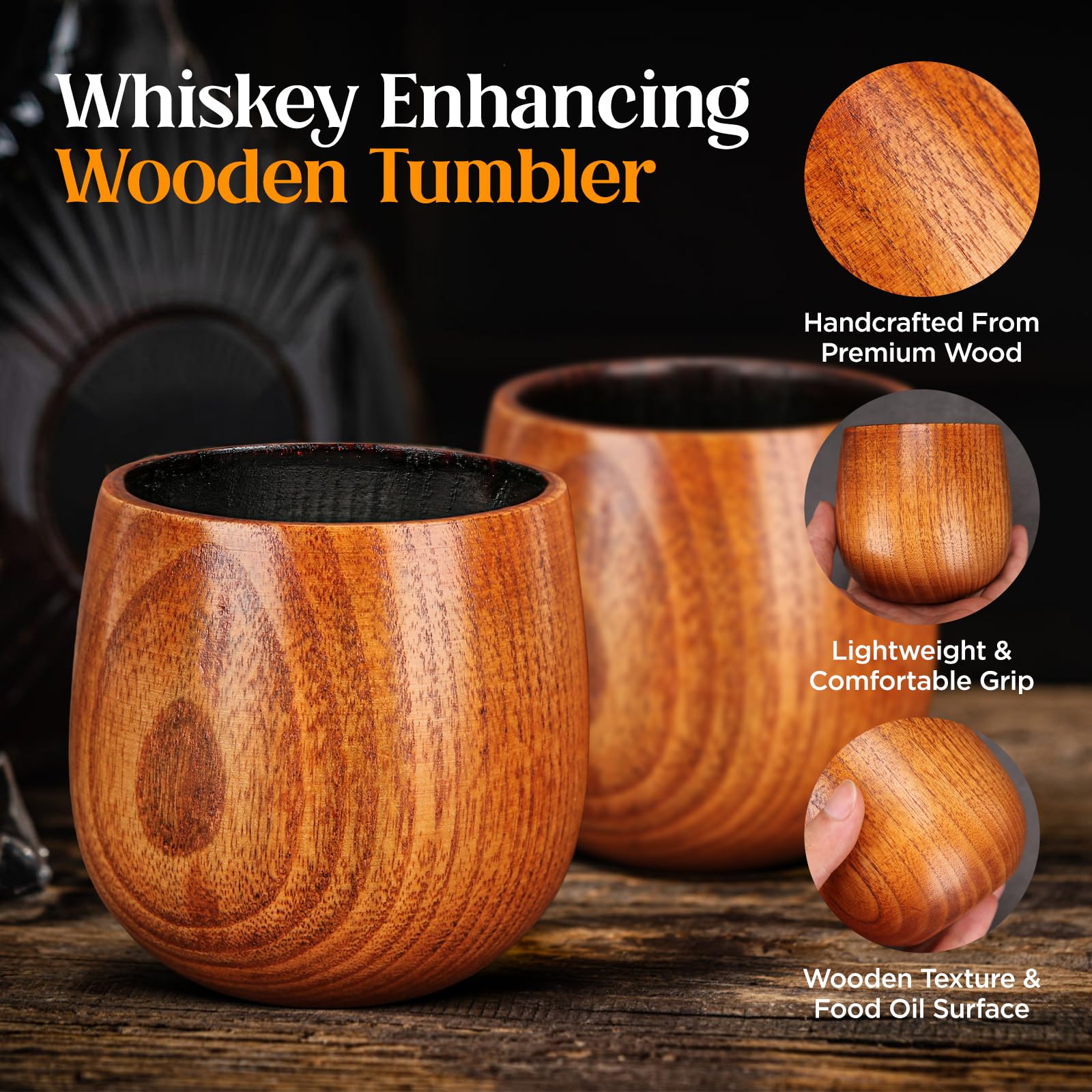 Double Walled Charred Wood Whi - Home Bar Set 评论和价格